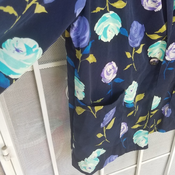 Briggs one button navy floral blazer L/XL - Picture 3 of 8